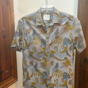 Tropical Leaf Print Men's Casual Shirt - Multicolor
